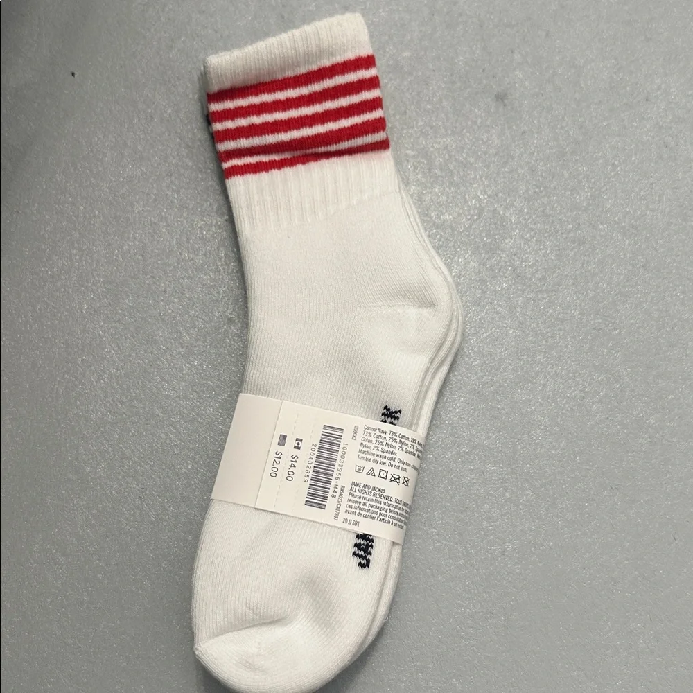 Janie and Jack White Stripe Crew Socks (2-Pack) –‎ NWT